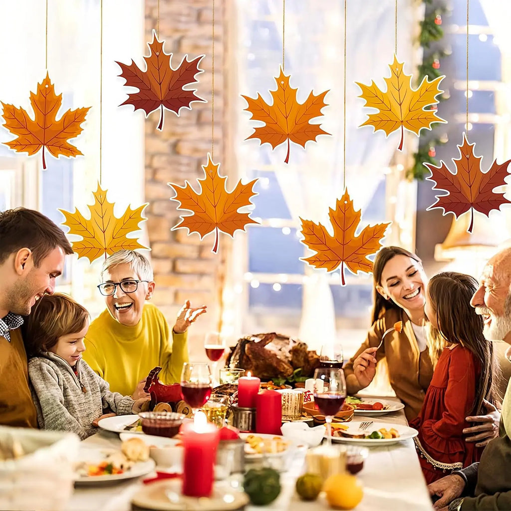 16 PCS Paper Leaves Fall Leaves Fall Thanksgiving Hanging Ceiling Decor for Autumn Harvest Party Classroom Home Supplies Oasis Select