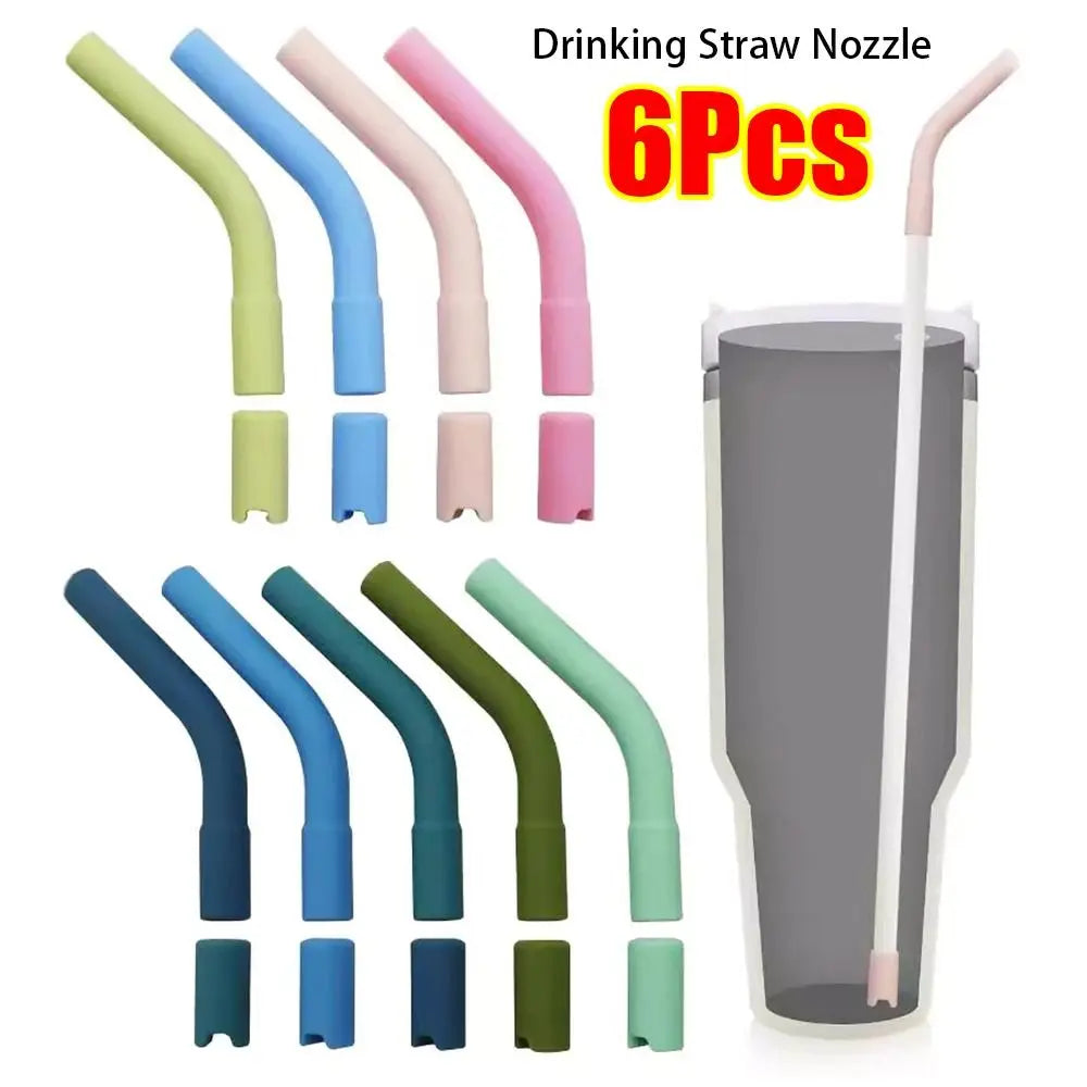 6Pcs Drink Blender Stick Drinking Straws Nozzle Tea Coffee Juice Universal Straw Head Colorful Drinkware Silicone Suction Nozzle Oasis Select