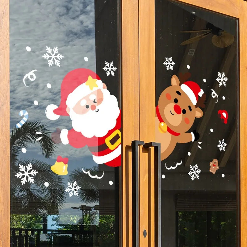 Christmas Static Stickers Door Layout Decorative Painting Window Display Flower Stickers Festive Atmosphere Decoration Oasis Select