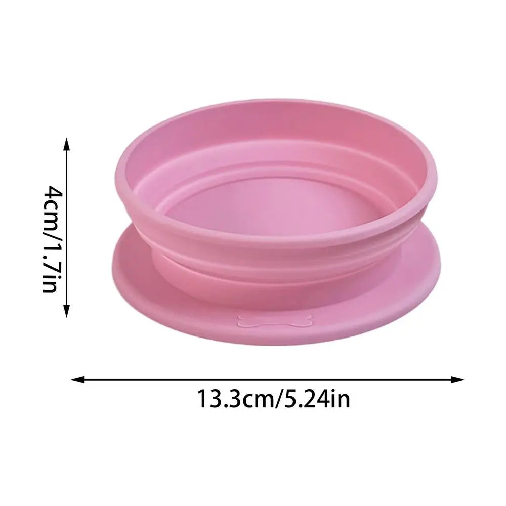 Portable Pet Food Bowl Cat and Dog Food Pet Silicone Foldable Bowl Portable Travel Outdoor Water Food Bowl Pet supplies Oasis Select Pinks