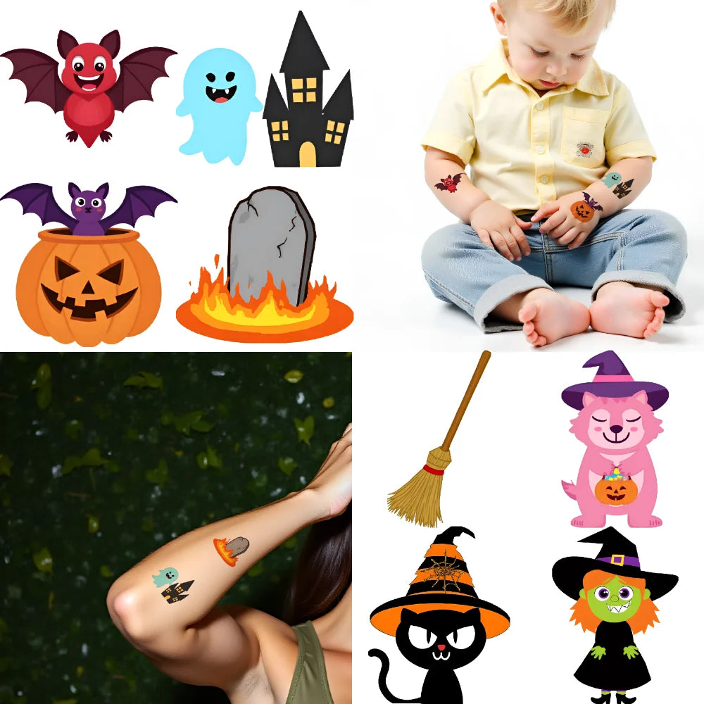63-Piece Spooky Temporary Tattoo Stickers – Waterproof Halloween