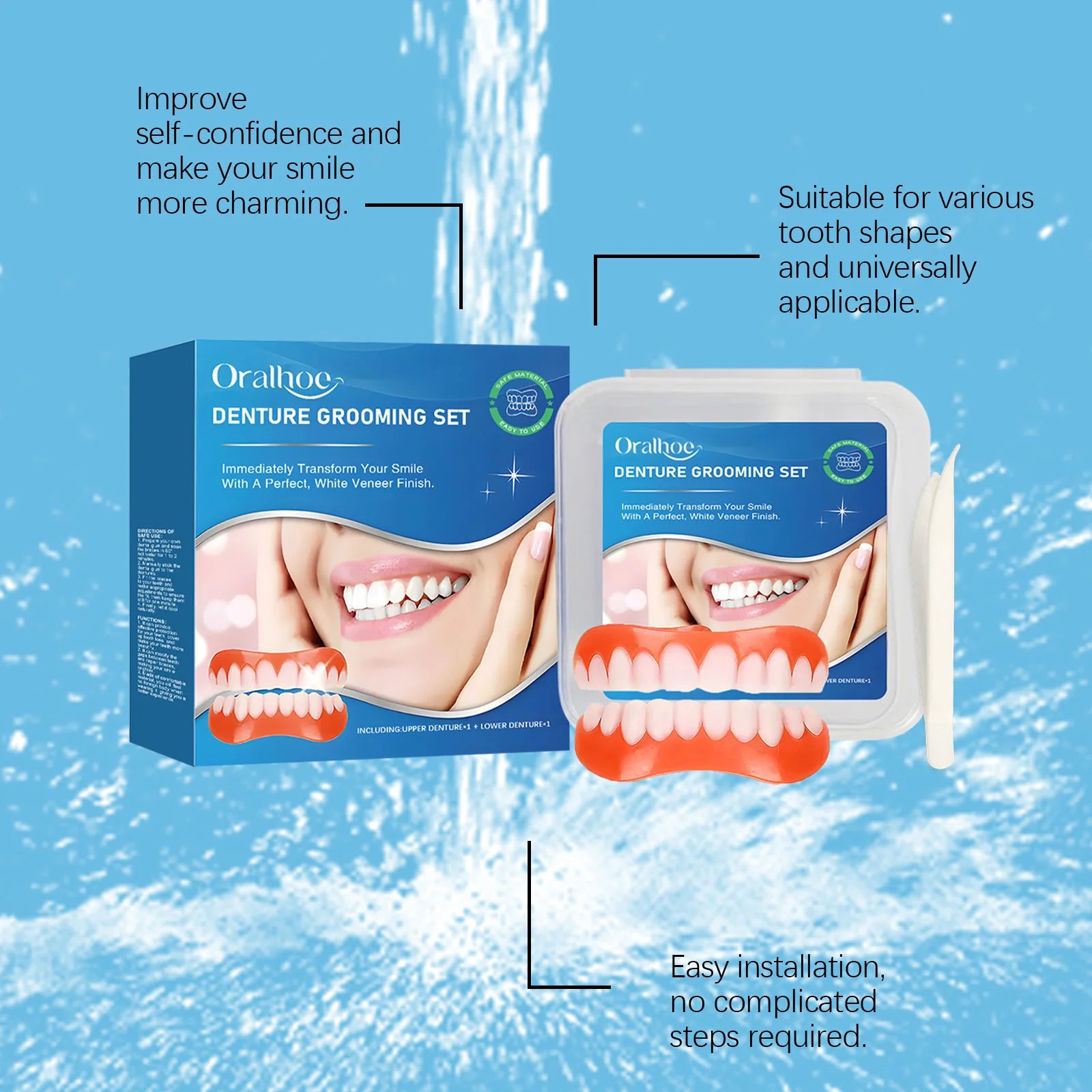 Oralhoe Silicone Snap-On Denture Kit – Upper & Lower Soft Fit Snap-On Denture Kit Oasis Select