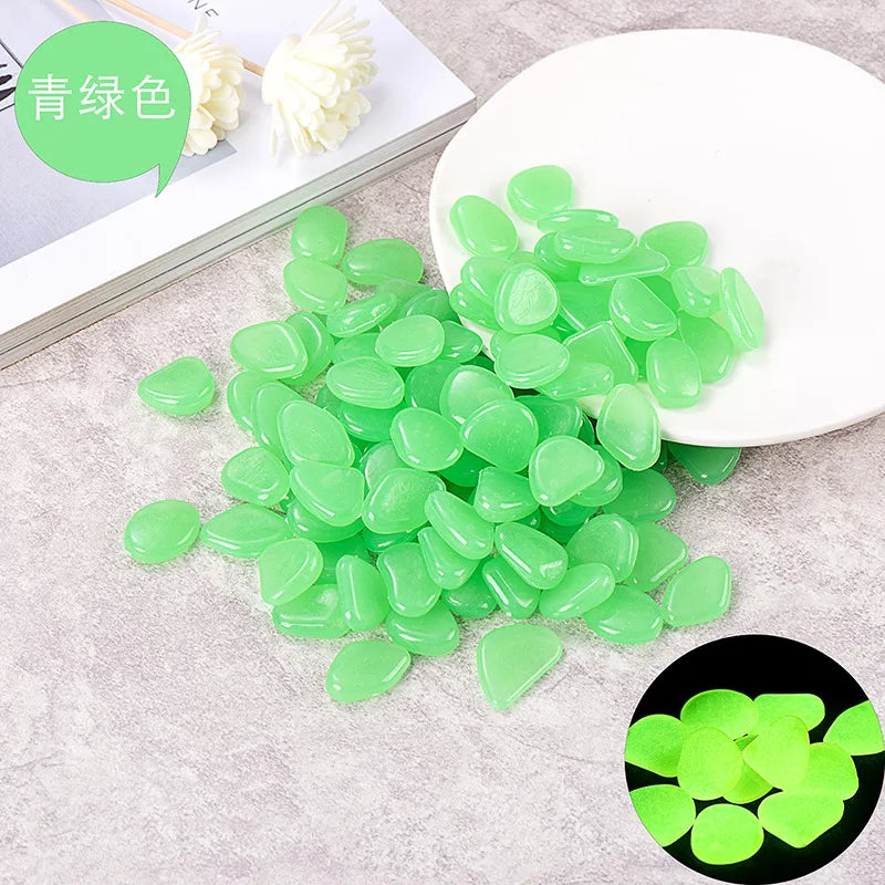 1cm Small Artificial Luminous Stone Vase Decoration Pot Luminous Stone 0.5 G Fluorescent Fish Tank Landscape Pebbles Oasis Select cyan A pack of 50