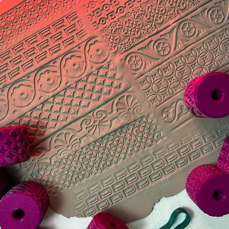 Clay Stamp Rollers Renaissance Patterns Ceramic Texture Wheel Press Mold Roller Tool DIY Clay Tools Art Decor Handcrafts Oasis Select