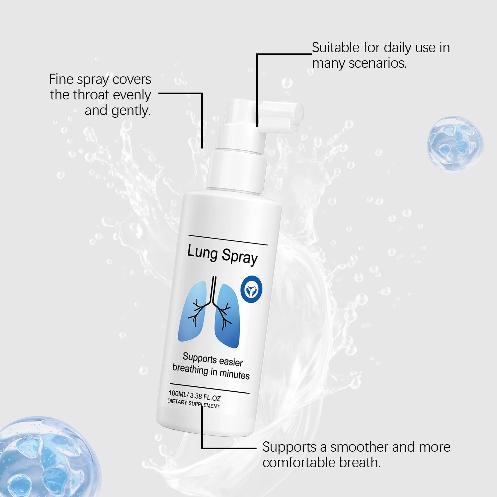 Organic Herbal Lung Cleansing Spray Effective Dissolve Mucus Relieve Throat Dryness Support Respiratory Health Soothe Breathing Oasis Select