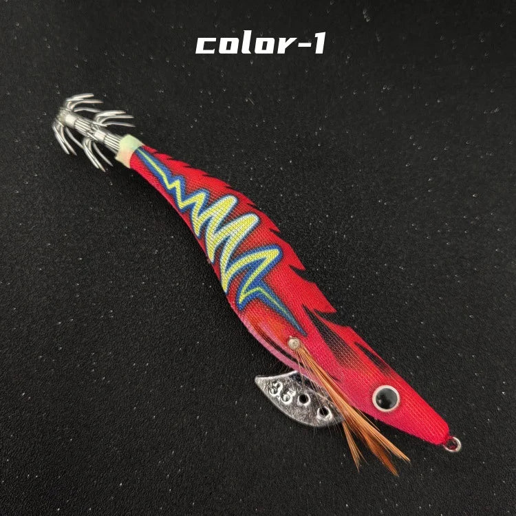 Multi-specification luminous beads wooden shrimp squid hook wooden shrimp set new lightning striped wooden shrimp squid hook exp Oasis Select green Lightning No. 2.5