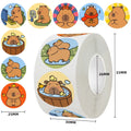 500pcs/roll Capybara Cartoon Cute Animals Sticker Suitable As Great Gift Oasis Select MULTI