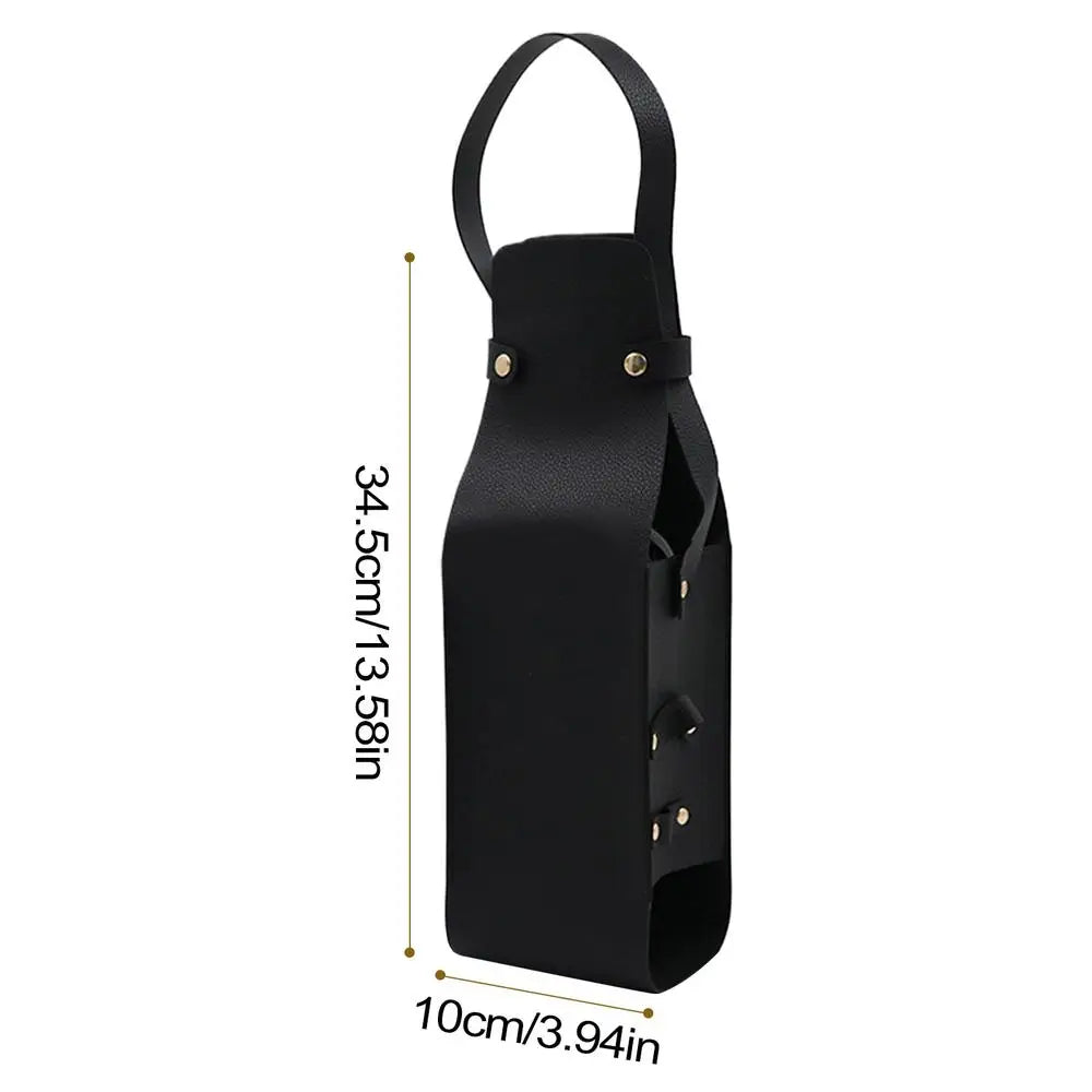 Wine Tote PU Leather Wine Holder Carrying Case Wine Carrier with Handle Liquor Bottle Carrier Carry-On Pouch Travel Wine Bag Oasis Select black