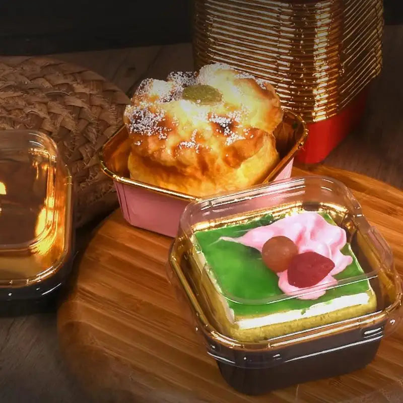 Square Food Grade Dessert Boxes with Clear Lids 10/20/50Pcs Stackable Container for Mousse Cake Birthday Party Favor Oasis Select