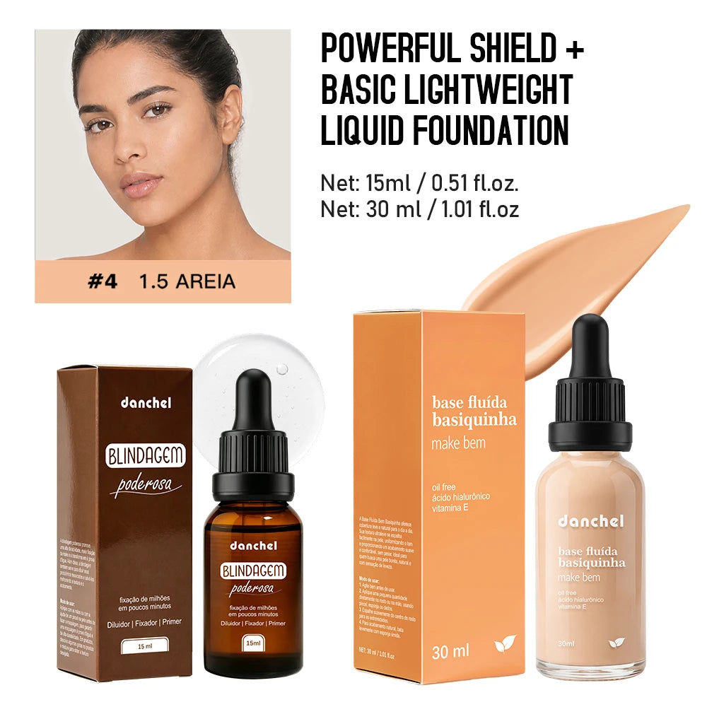 2pcs Face Makeup Set, Primer Serum + Liquid Foundation Waterproof Long-Lasting Natural Coverage Makeup Combo for Women Gifts Oasis Select SET 4