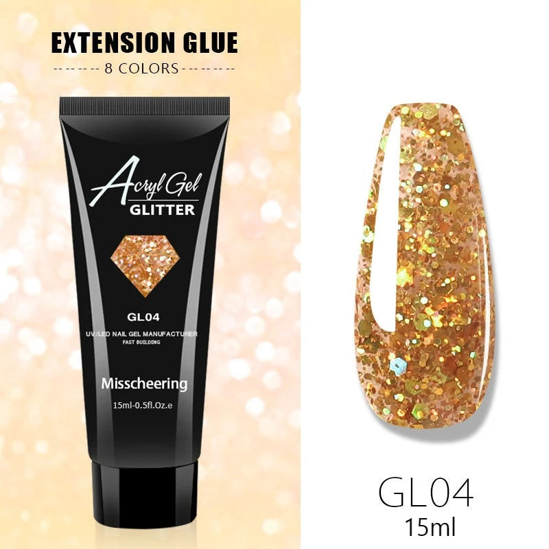 30ml/15ml Nail Extension Gel Nail Build Poly Nail Acrylic Gel UV LED Quick Extension of Crystal Model Painless Crystal Glue Oasis Select GL04