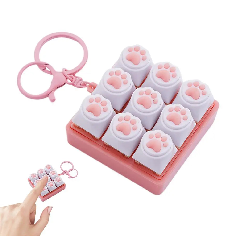 Silent Keyboard Fidget Toy,Fidget Keyboard For Stress Relief Cat's Paw Keyboard Fidget Clicker,ANTI-Anxiety Keyboard Keychains Oasis Select A