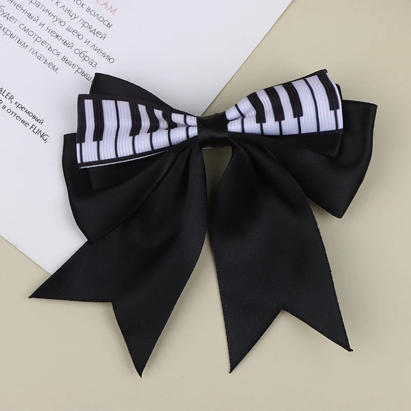 Piano Key Bow Hair Clip – Musical Non-Slip Grip for Women Hair Clip Oasis Select Black 1pc