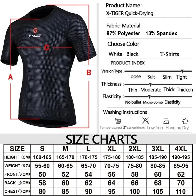 X-TIGER Men's Cycling Shirt Mesh Breathable Quick-drying Cycling Base Layers MTB Mountain Road Bicycle Undershirt Oasis Select
