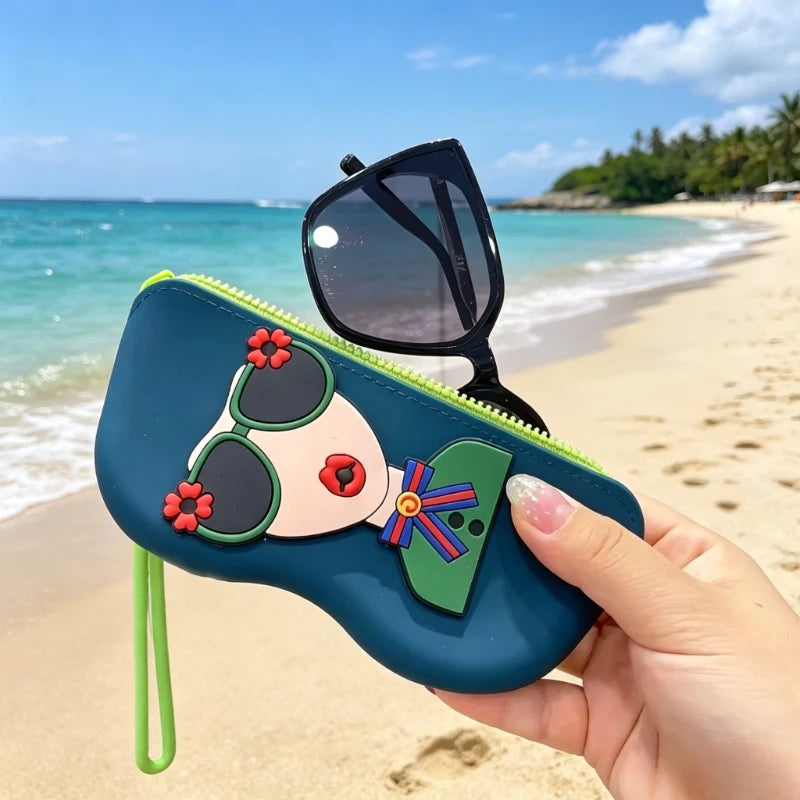 Portable Waterproof Silicone Glasses Case for Beach,Drop-Resistant with Hanging Handle, Outdoor Sand-Friendly Pouch for Travel ﻿ Oasis Select