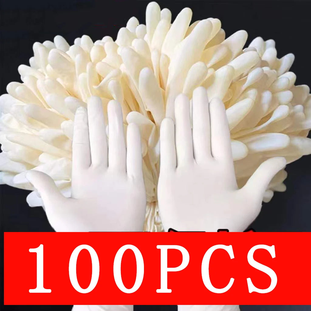 100Pack Housework Strong White Disposable Nitrile Gloves PVC Latex Free AntiStatic Garden Pet Care Tattoo Work Oil-proof Gloves Oasis Select S