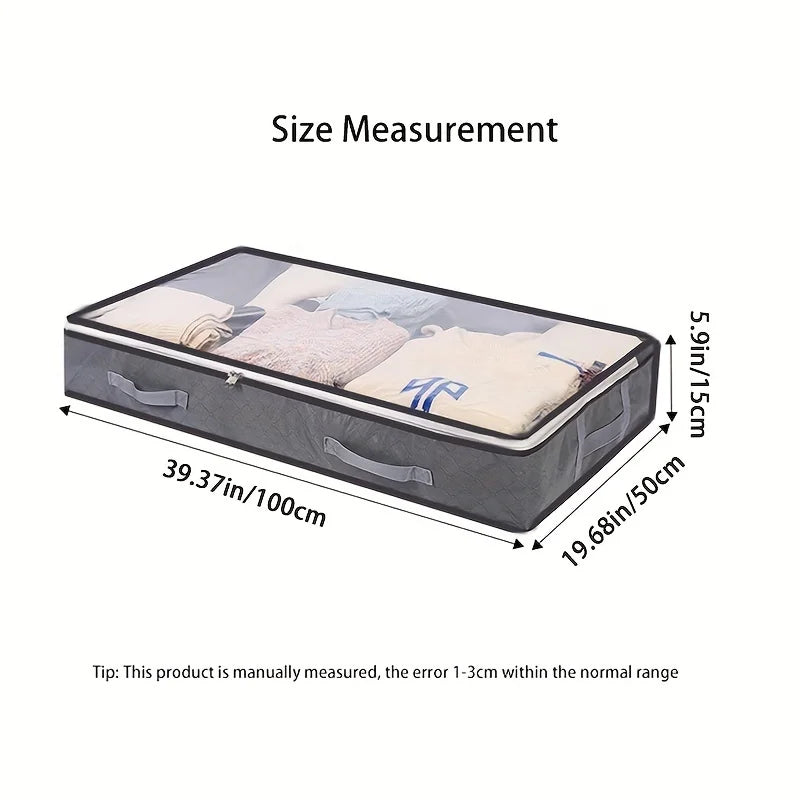Large Capacity Under Bed Storage Bag Clear Window, Reinforced Handles Foldable Durable Closet Organizer for Blankets Clothing Oasis Select