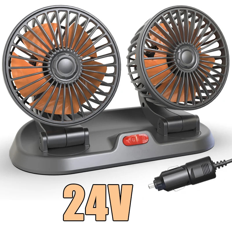1/2/3 Head Car Fan Summer Air Fan USB/12V/24V Fan Cooler Adjustable 2 Speeds Silent Fan for Home Desk Office&Car Air Fan Oasis Select B 24V