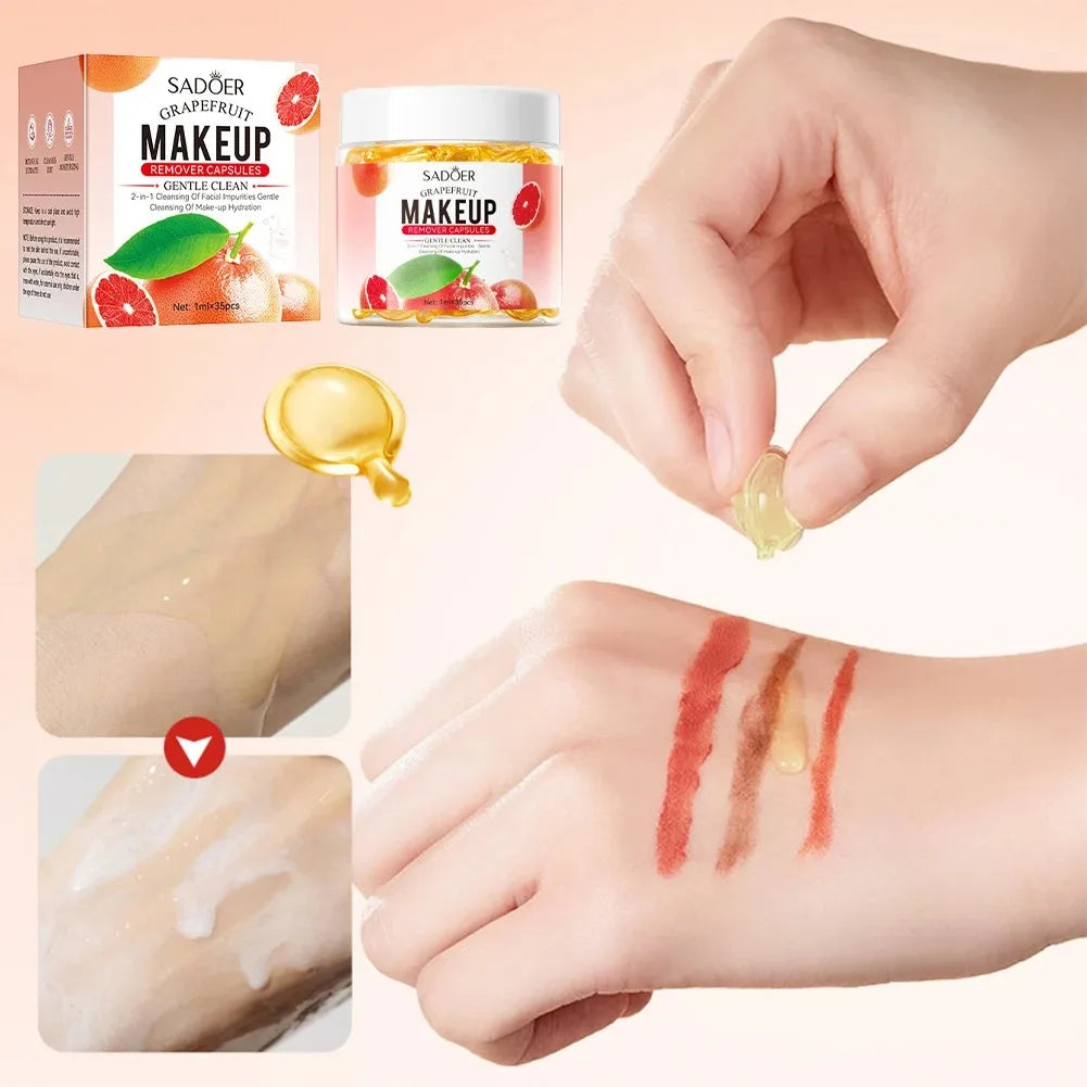 Sadoer Grapefruit Makeup Remover Oil Capsules – 35 x 1ml Makeup Remover Oil Oasis Select
