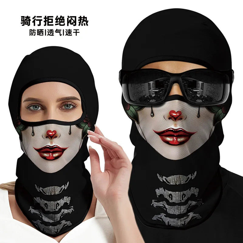 3D Funny Mask Motorcycle Face Cover Ski Mask Joker Skull Balaclava Headgear Outdoor Hiking Camping Neck Gaiter Bandana Scarf Men Oasis Select WHITE