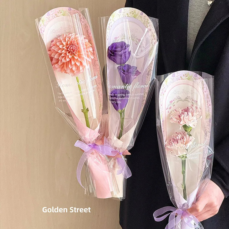 10pcs Flower Packaging Bags Carnation Bouquet Packaging Bags Mother'S Day Party Diy Gifts Wrapping Wedding Party Decor Supplies Oasis Select