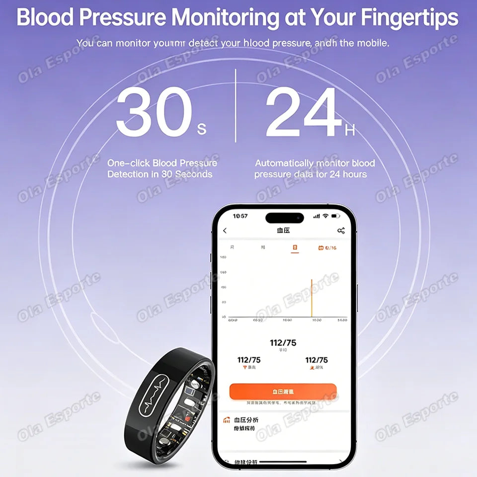 AI ECG Smart Ring – Heart Rate, BP, SpO2 & Sleep Monitor