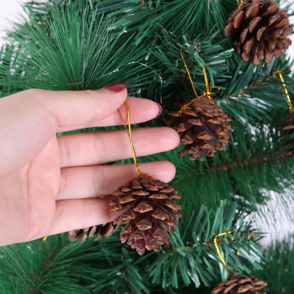 Pinecone Christmas Tree Ornaments 9-Pack | Rustic Wood Decor