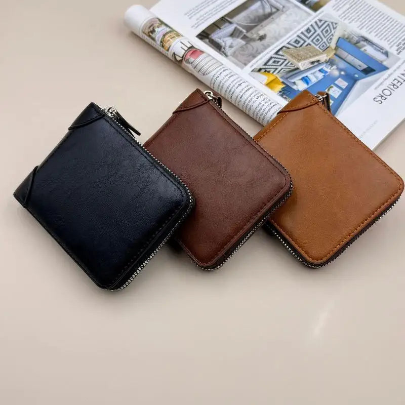 1PC Men Wallets Leather Zipper Purse Man Slim Card Horders Quality Male Short Multi-card Wallet Coin Pocket Purse Oasis Select
