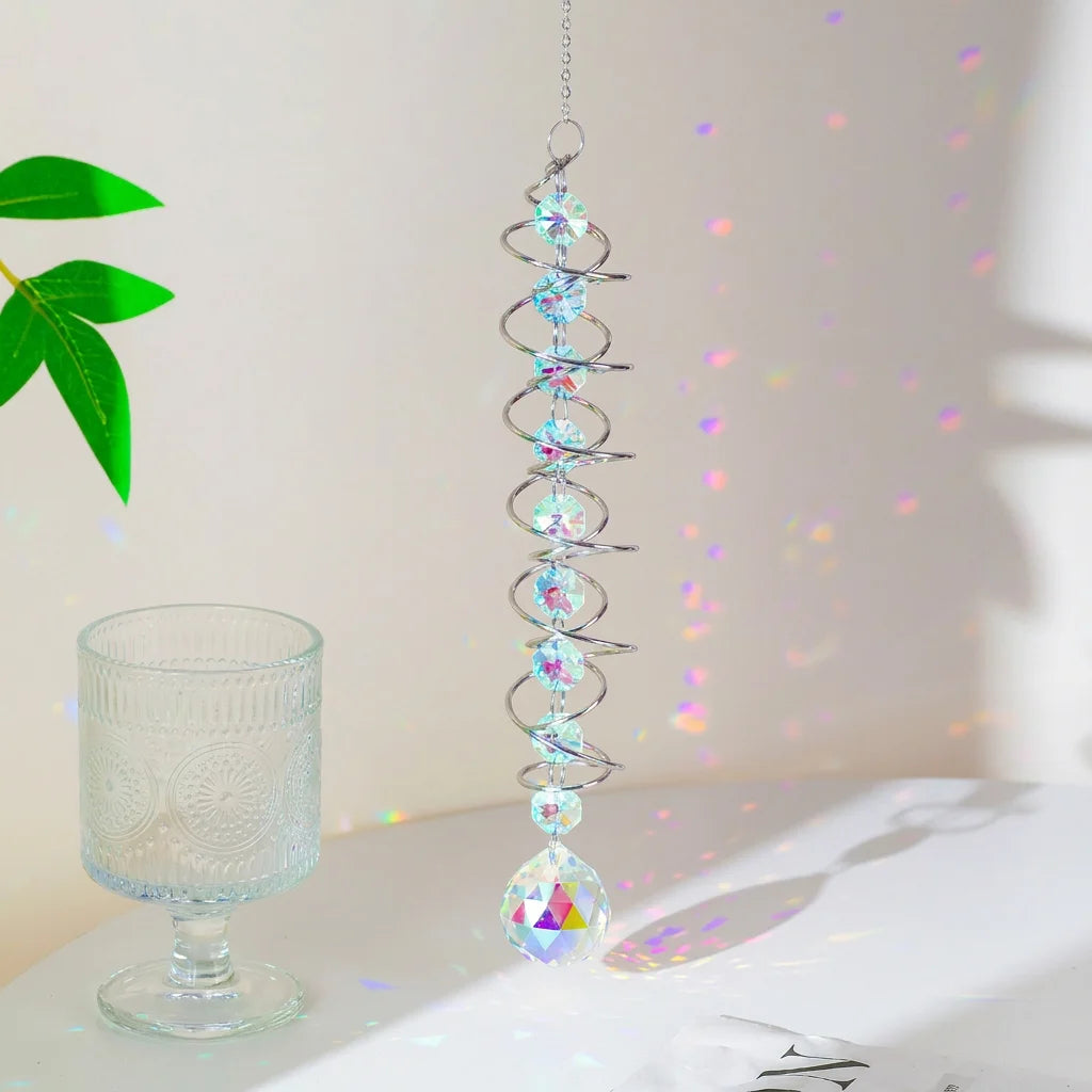 3D Spiral Crystal Suncatcher – Rainbow Maker Window Hanging