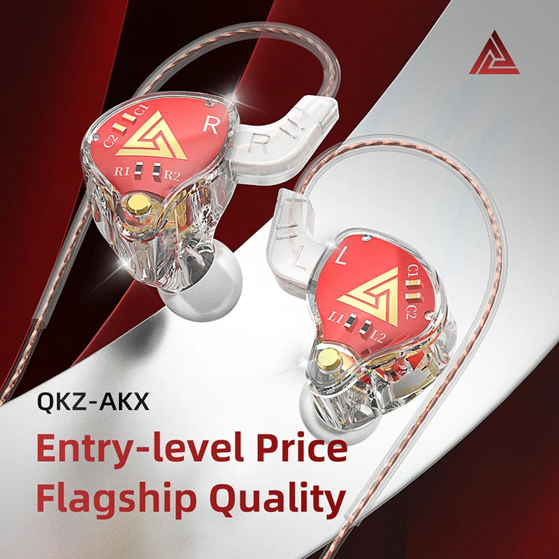 Original QKZ AKX Wired Earphone IEM Monitor Level Headset With MIC HIFI Stereo 3.5mm AUX In-Ear Headphone For Music Game Sport Oasis Select