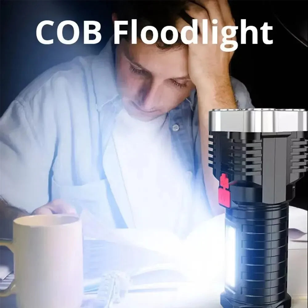 Flashlight High Lumens Rechargeable,Powerful Tactical Flashlights,COB Light,IPX6 Waterproof Flash Light for Camping,Emergencies Oasis Select