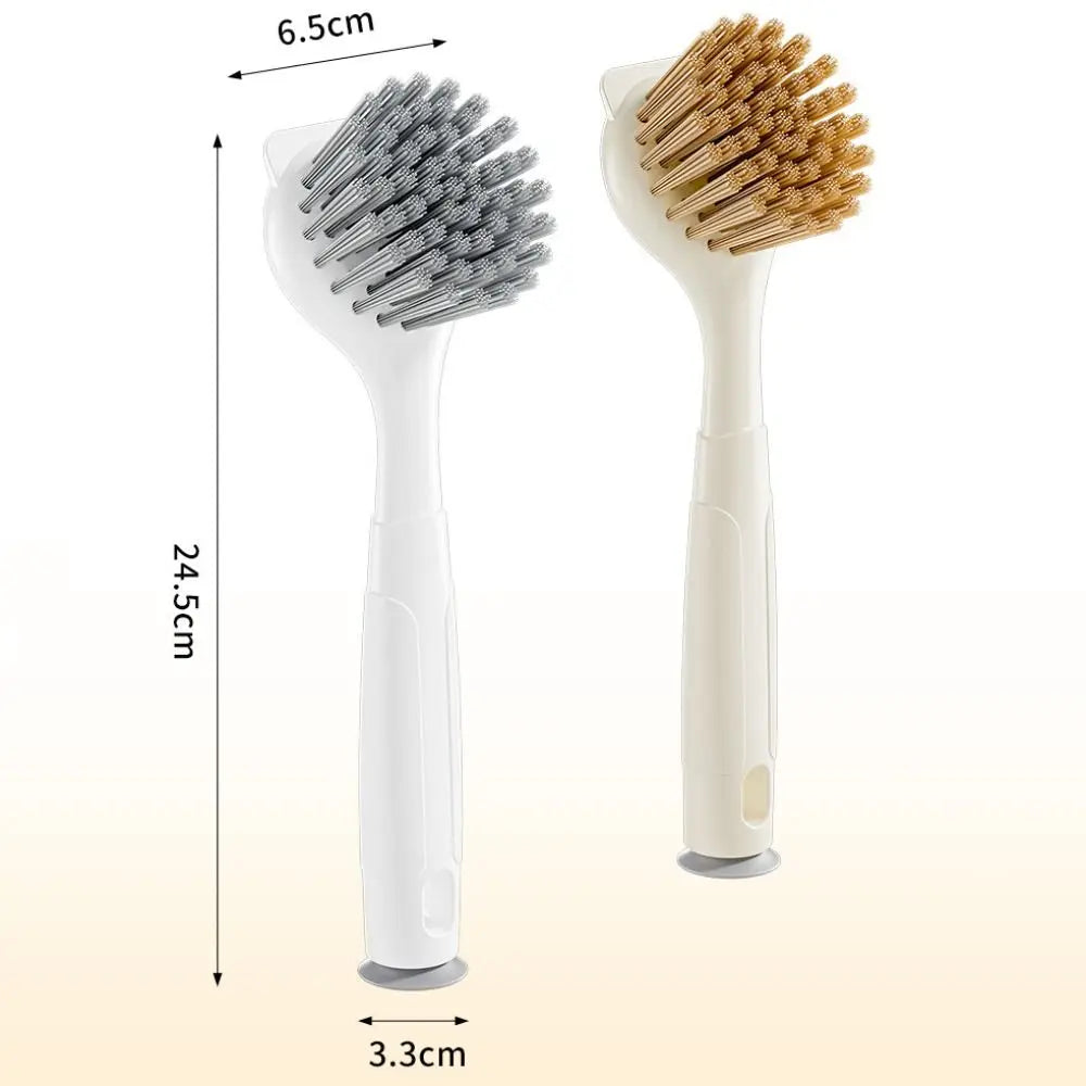 Long Handle Pot Brush Multipurpose Durable Dishwashing Brush with Suction Cup Bracket Dish Scrubber for Kitchen Pots Dishes Sink Oasis Select
