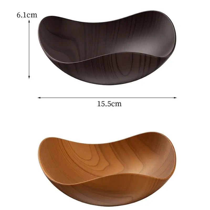 4/8PCS Wood Grain Plastic Bowl - Multifunctional Salad Fruit Candy Container For Party Gathering Table Supplies Oasis Select