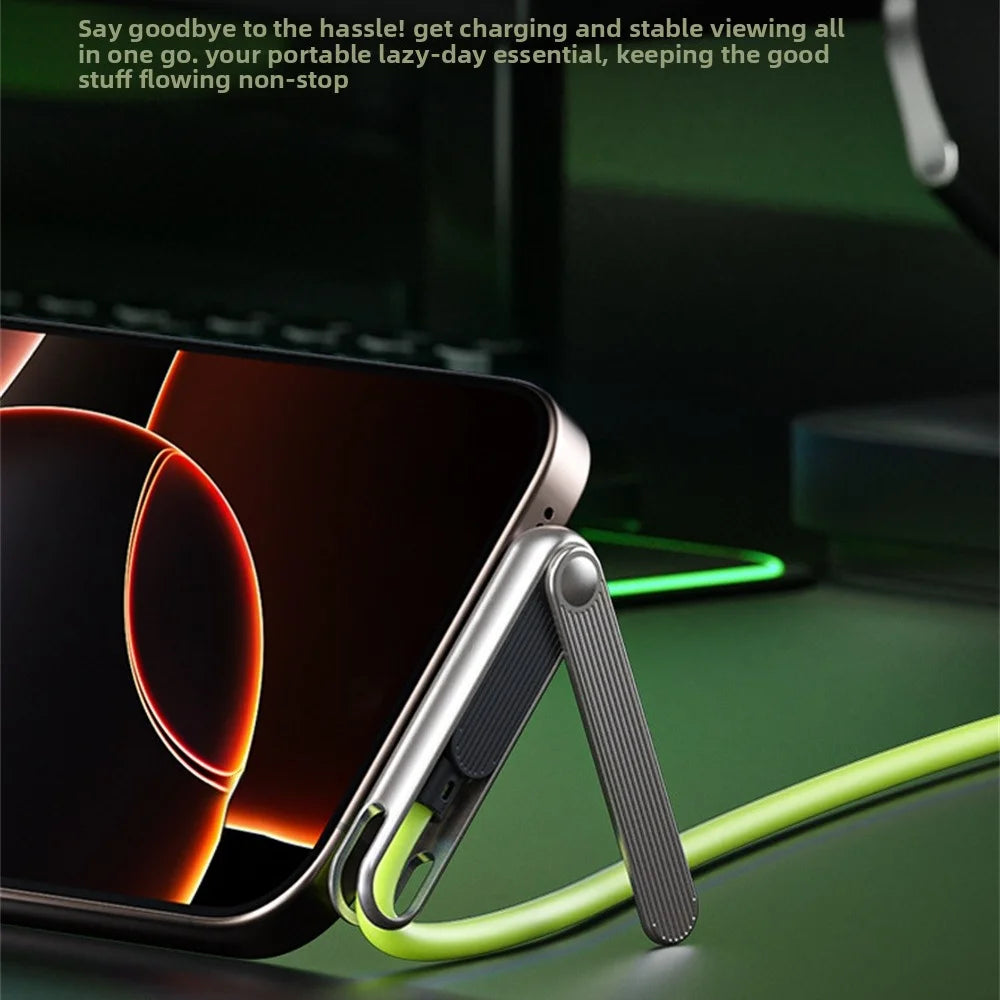 Newest USB To Type C 240W Fast Charging Cable Phone Tablet Foldable Holder Charging Cable Folding Bracket Earphone Data Wire Oasis Select