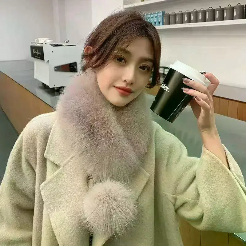Women's Velvet Faux Fur Collar Scarf – Soft, Warm & Elegant