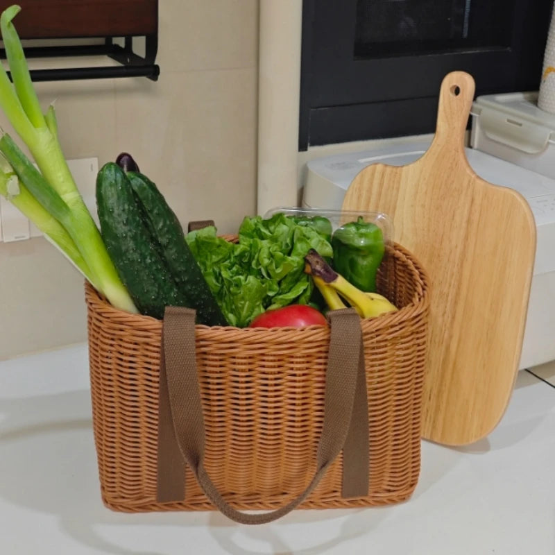 Large Handwoven Storage Basket for Shopping, Outdoor Use with Lid As Gift, Shelf Baskets Storage Baskets Oasis Select