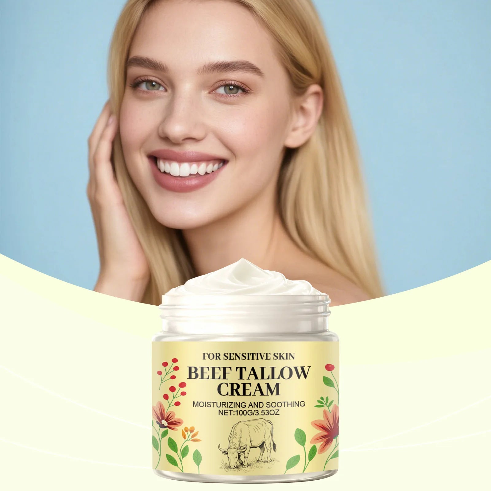 Beef Tallow Body Cream Gentle Moisturizing Soothing Skins Improve Dryness Reduce Skin Tightness Easy Absorb Skincare Moisturizer Oasis Select
