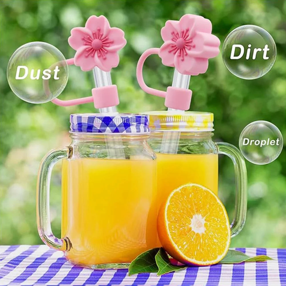 10mm/0.4in Flower Shape Straw Cover Compatible with Stanley 30&40 Oz Tumbler Soft Silicone Flower Straw Cover Straw Lid Oasis Select
