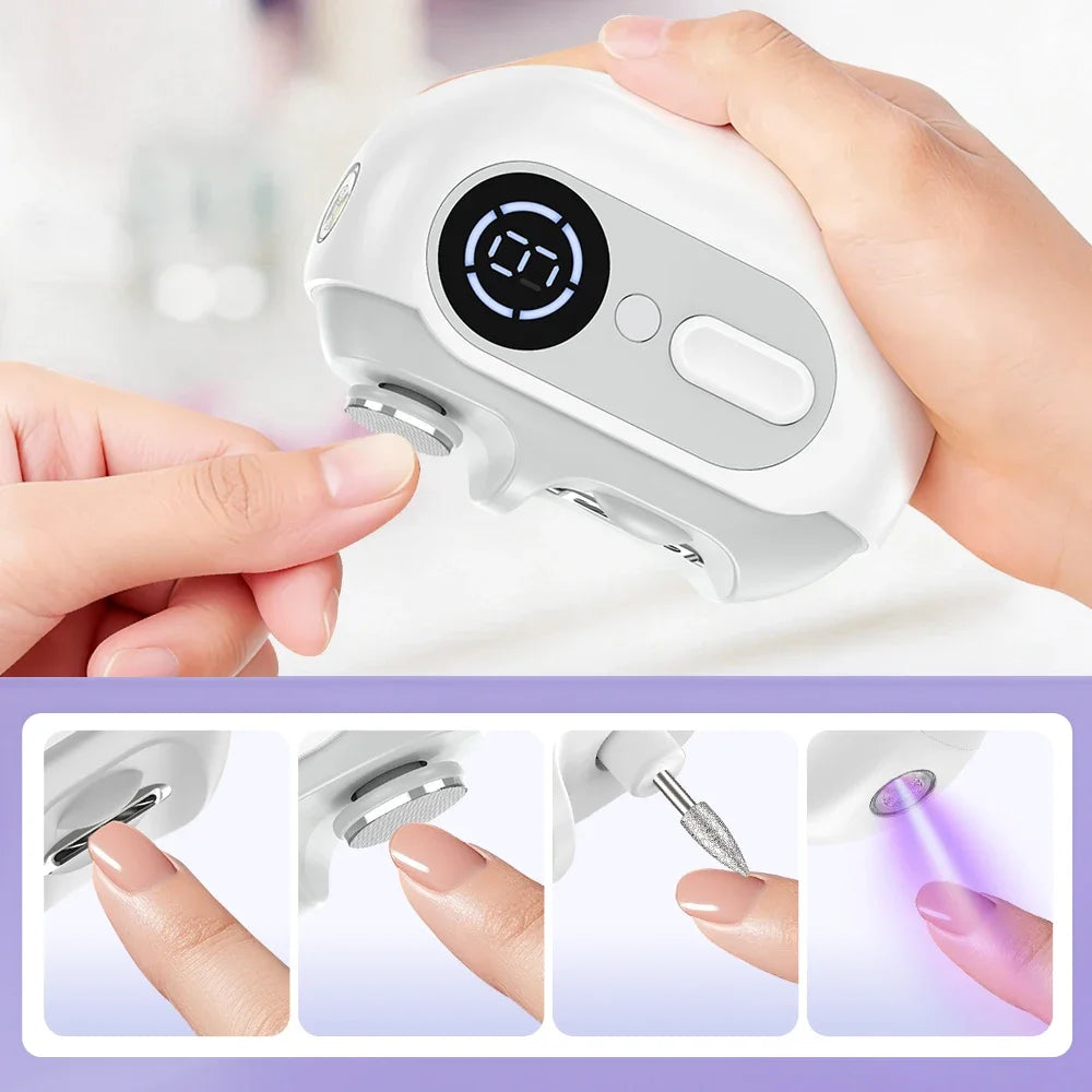 AFDEAL 4-in-1 Electric Nail Trimmer, Drill & UV Lamp | Type-C
