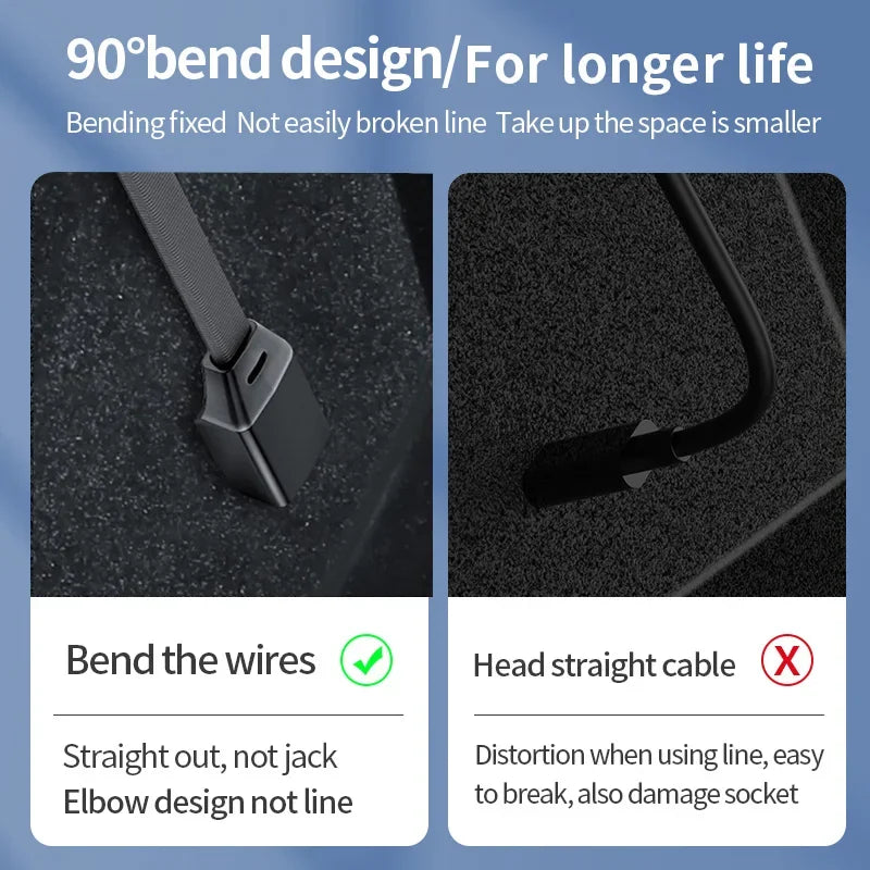 1m Cable 60W Fast Charging Elbow Charger For Tesla Model 3 Highland Model Y Juniper Phone Data Charging PD Charge Accessories Oasis Select