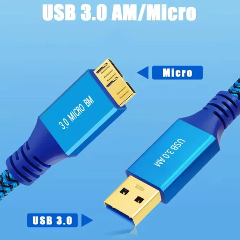 1m 3m USB 3.0 Micro B Cable 5Gbps Data Cable 3A Fast Charging External HDD Cable USB Cord for Samsung Hard Disk SSD Sata Cable Oasis Select