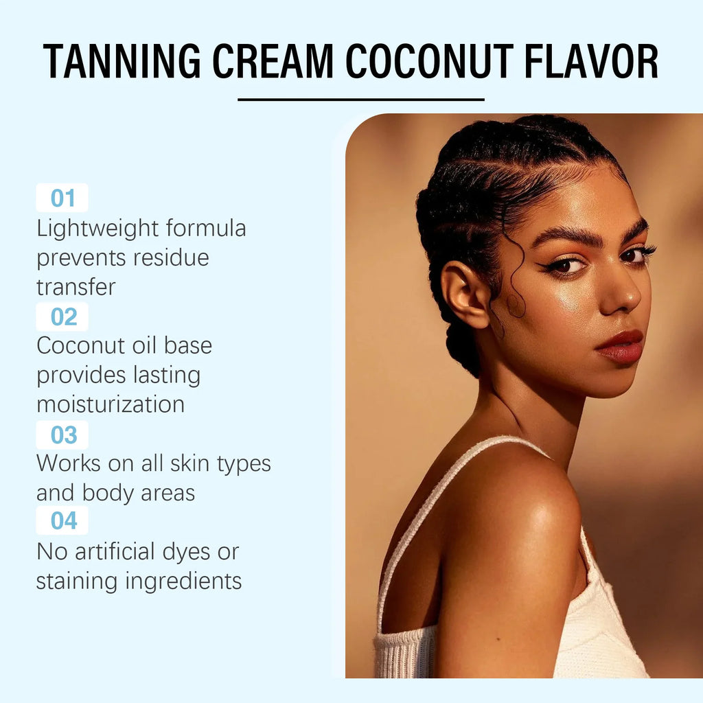 Coconut Tanning Intensive Moisturizing Body Cream Gentle Formula Sun-Free Natural Tan Enhances Color Development Non-Greasy Oasis Select