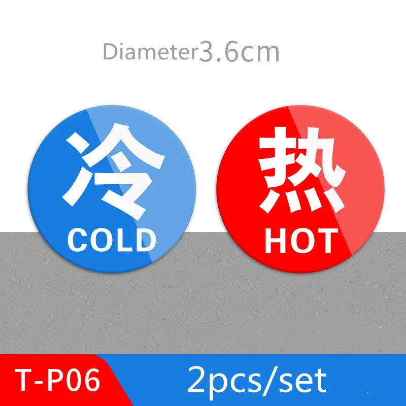 Hot and Cold Signs Round Universal Easy to Use Sticker Self-adhesion Water Signs Label for Kitchen Bathroom Faucets Sink Oasis Select T-P06