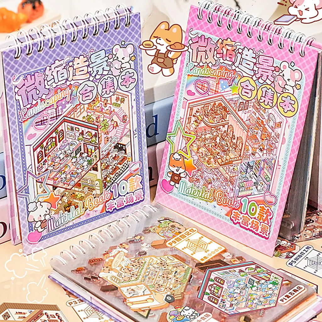 Landscape Sticker Scenes Cartoon Landscape Sticker Book Forest Village DIY 3D Sticker Scene Pocket Birthday Gift For Planner Oasis Select