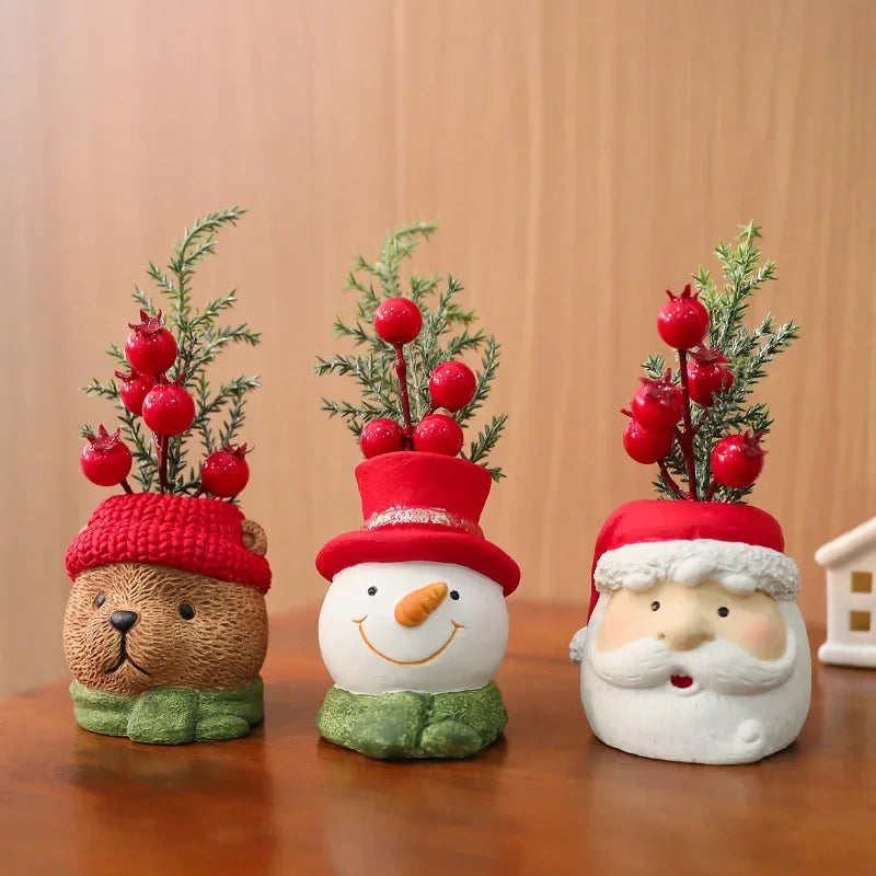 Santa Claus Figurine Christmas Decor Snowman Ornament for Home Table Centerpiece Mantelpiece Shelf Winter Holiday Decoration Oasis Select