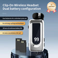 D70Pro Lavalier Business Bluetooth 5.4 Earphones Talk/Music Time 36 Hours LED Digital Display With Mic Noice Cancelling Headset Oasis Select Silver Dual Battery