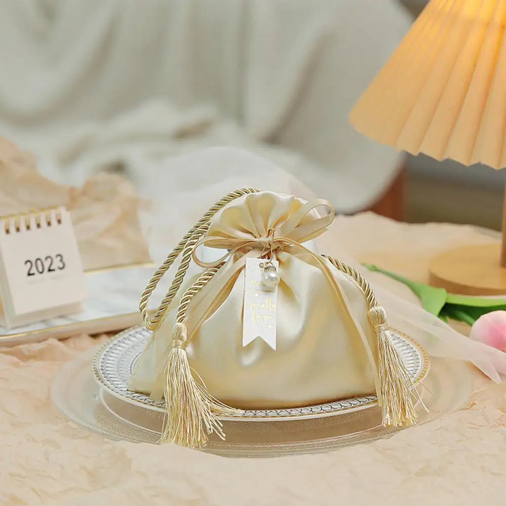 Velvet Cloth Drawstring Tassel Bag Velvet Candy Box Gift Bags Candy Storage Pouches Wedding Birthday Party Jewelry Organizer Oasis Select Champagne02 Other