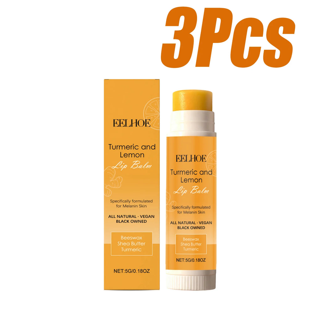 Turmeric Lemon Lip Balm Brightening Moisturizing Softens Lip Skin Protective Lip Care Cream for Dry Chapped Lips Daily Hydrating Oasis Select 3 x 5g Boxed