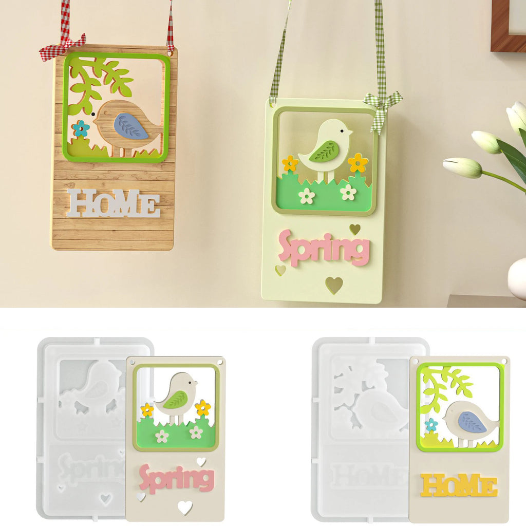Plaster Craft Mold White Flower Hanging Silicone Mold Birdhouse Pendant Mold Lightweight For Home Decoration Easter Celebrations Oasis Select
