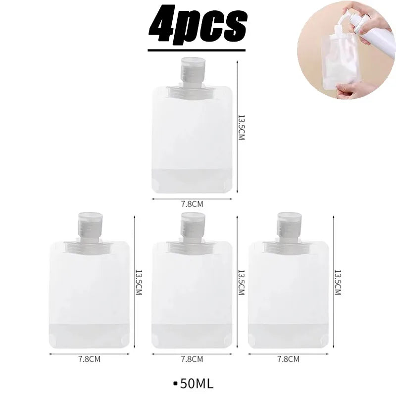 2-10PCS Travel Empty Squeeze Bags Lotion Dispensing Bag Refillable Shampoo Toiletries Conditioner Liquid Cosmetic Storage Pouche Oasis Select 4pcs-50ml
